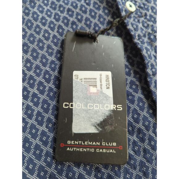 NWT Cool Colors Gentlemen Club Shirt M Blue Geometric Print Long Sleeve Casual - Picture 10 of 15